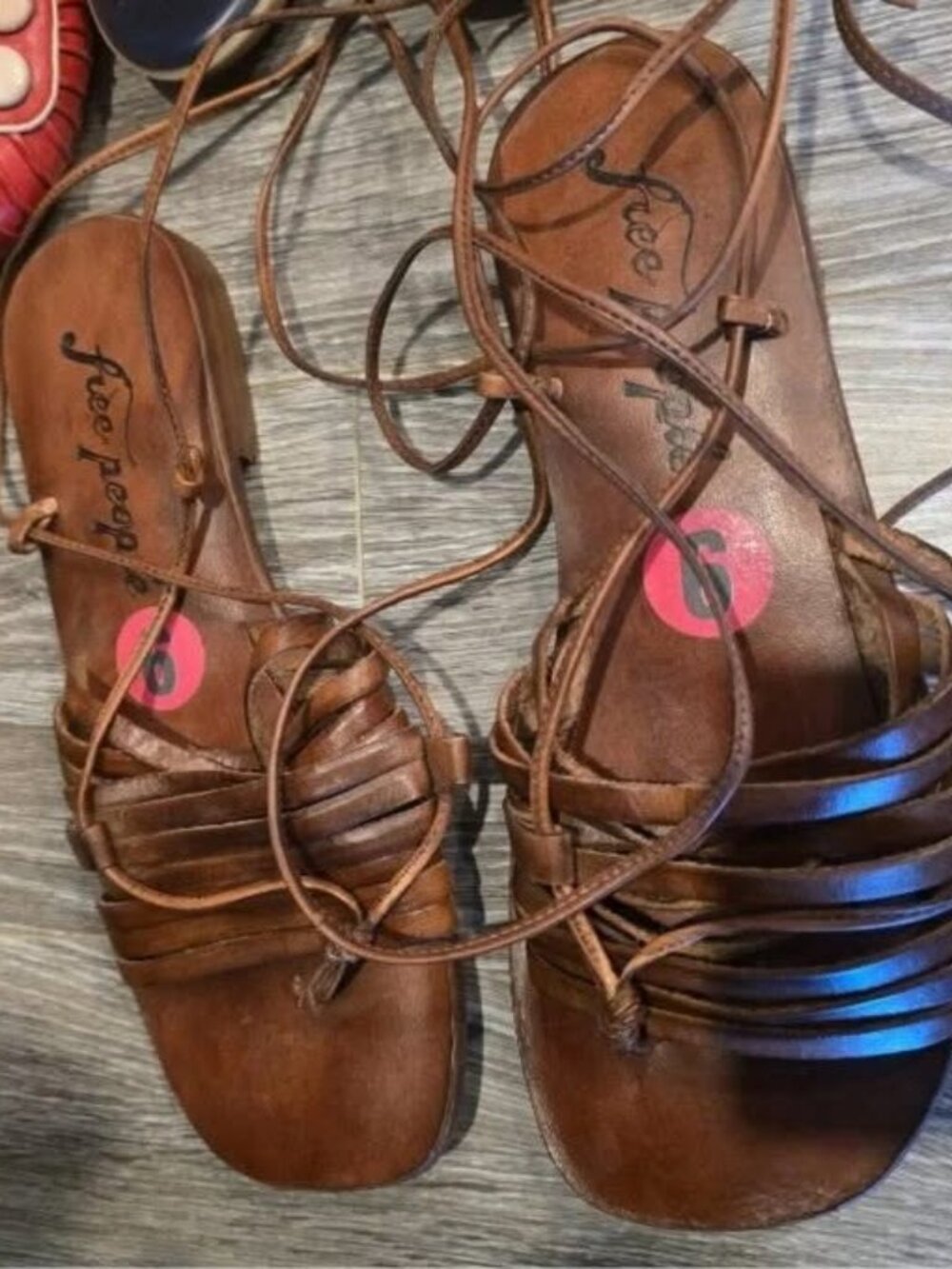 Free People Leather Strappy Sandals Size 6